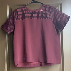 Maroon Sheer Shoulder Top